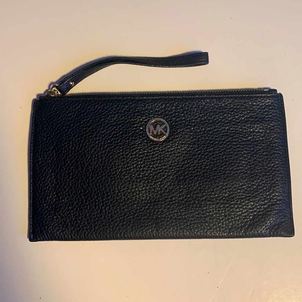 Michael Kors Black Leather Wristlet